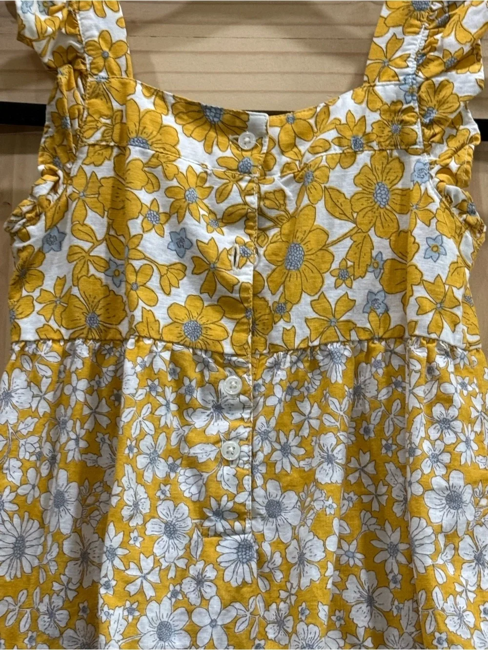 Carters Girls Yellow White Floral Ruffle Strap Sundress